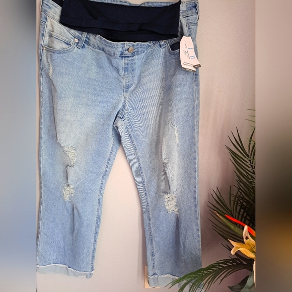 Time and Tru Maternity Boyfriend Jeans Sz XL (16-18) NWT Comfort Light - Picture 5 of 5